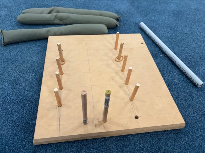 Reserve line folding jig pegboard & weights